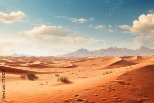 A vast expanse of the desert with rolling sand dunes, AI generated © Tanu