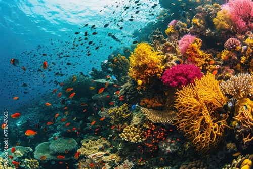 A vibrant coral reef with diverse marine life  AI generated image