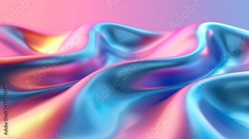  Blue, Pink and Yellow Background with Wavy Design on Top and Bottom Image