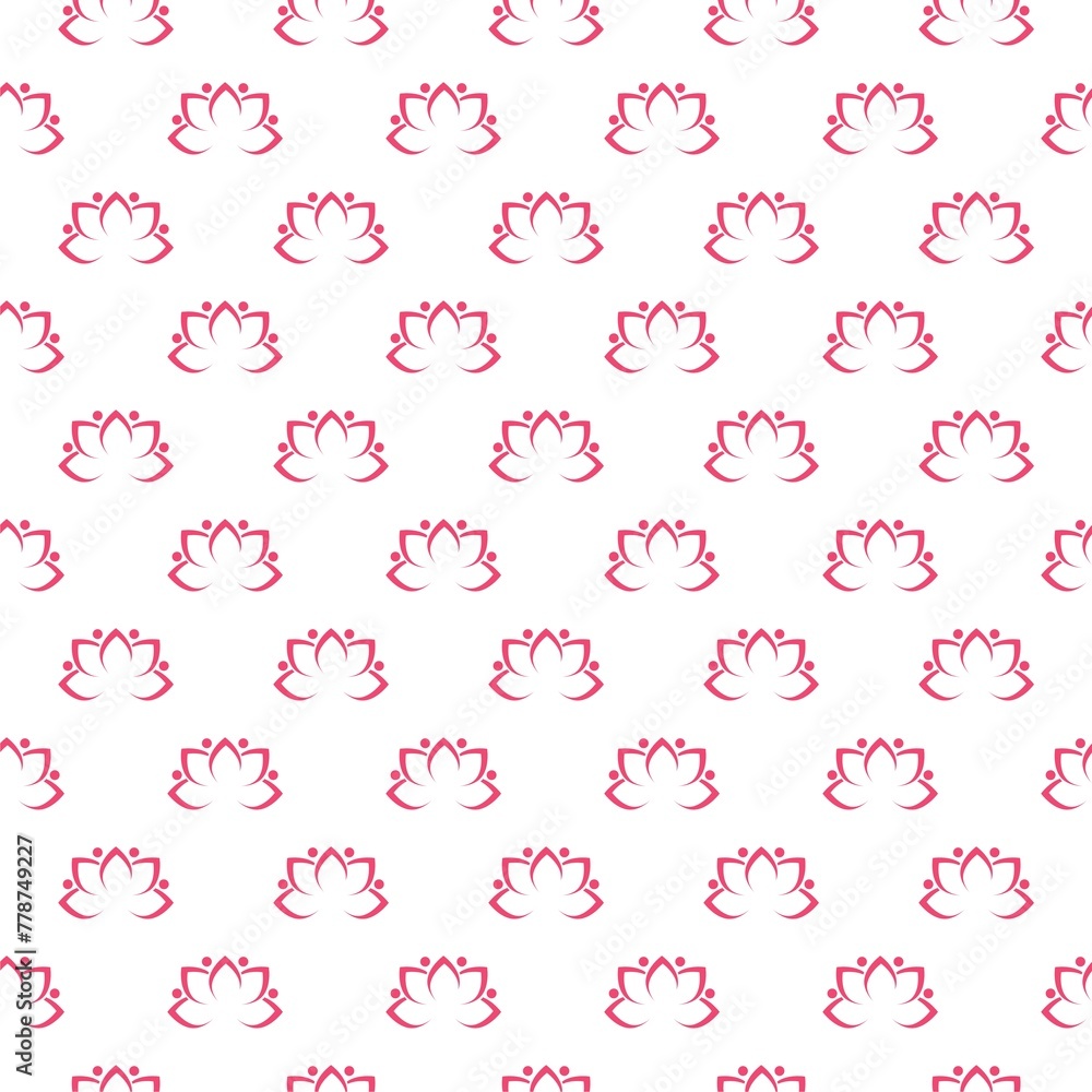 Lotus flower icon isolated seamless pattern on white background