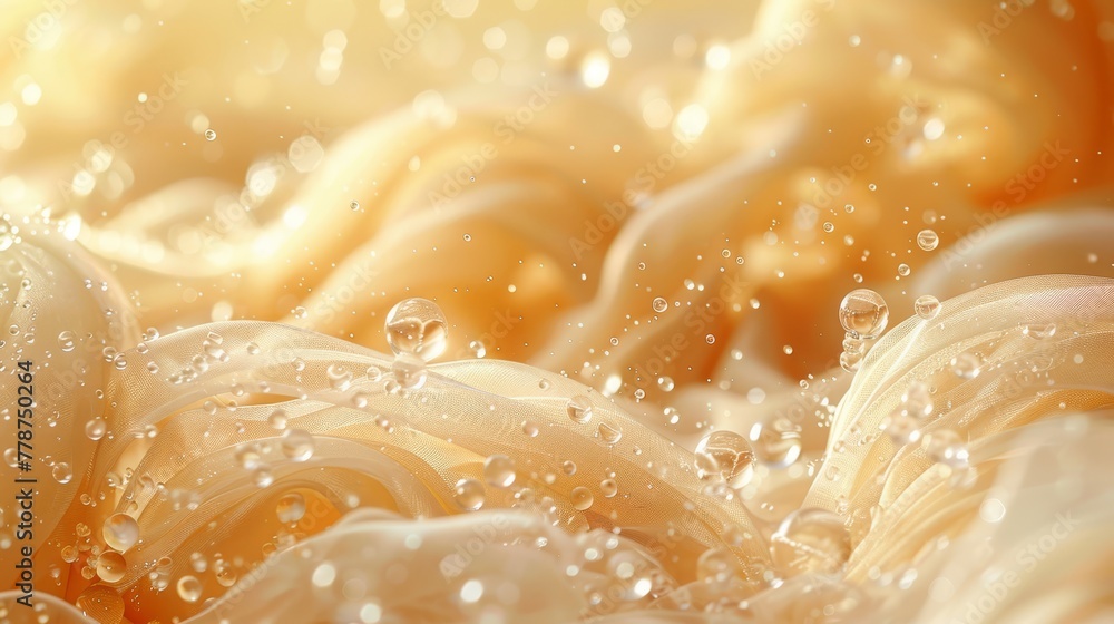 A group of bubbles rising above a hazy yellow-white backdrop A group of bubbles rising above a hazy yellow-white backdrop