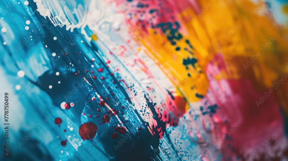 A colorful painting with splatters of paint on it