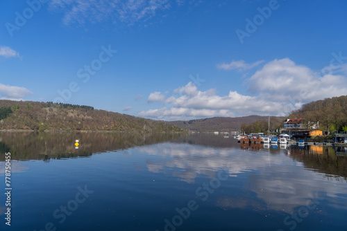 Landscape view from the dam wall at the lake Edersee in germany © Matthias