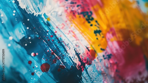 A colorful painting with splatters of paint on it