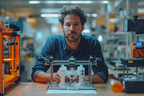 A man using a 3D printer to create a model