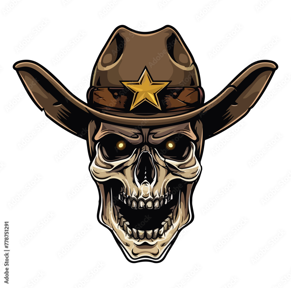 skull in cowboy hat. Cowboy skull Vector illustration. skull in cowboy hat. Cowboy skull Vector illustration.