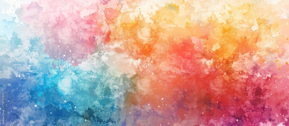 A vibrant watercolor background with a rainbow of colors resembling the sky, clouds, and atmospheric phenomena. The pink, magenta hues create a mesmerizing painting filled with artistry and patterns A vibrant watercolor background with a rainbow of colors resembling the sky, clouds, and atmospheric phenomena. The pink, magenta hues create a mesmerizing painting filled with artistry and patterns