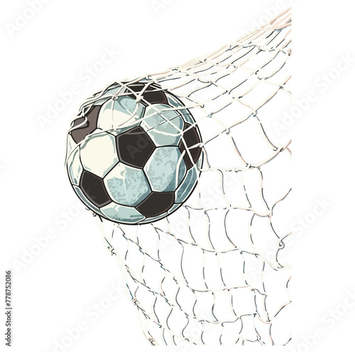soccer ball in the goal net