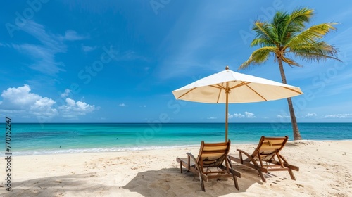Two Chair Beach Under Umbrella