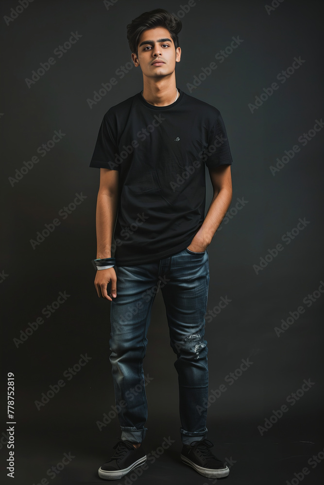 Stylish Young Man in Casual Attire Posing Confidently - Fashion Banner Stylish Young Man in Casual Attire Posing Confidently - Fashion Banner