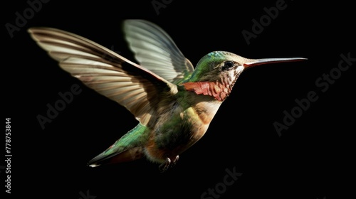 Ruby-Throated Hummingbird in Flight Isolated on Black  © nialyz