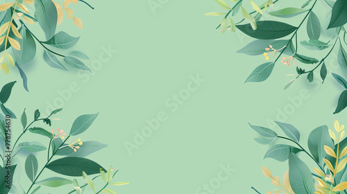 A vibrant display of green foliage and yellow flowers creates a lively yet serene environment on a mint background