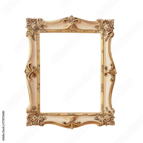 A close up of a gold frame with a Transparent Background