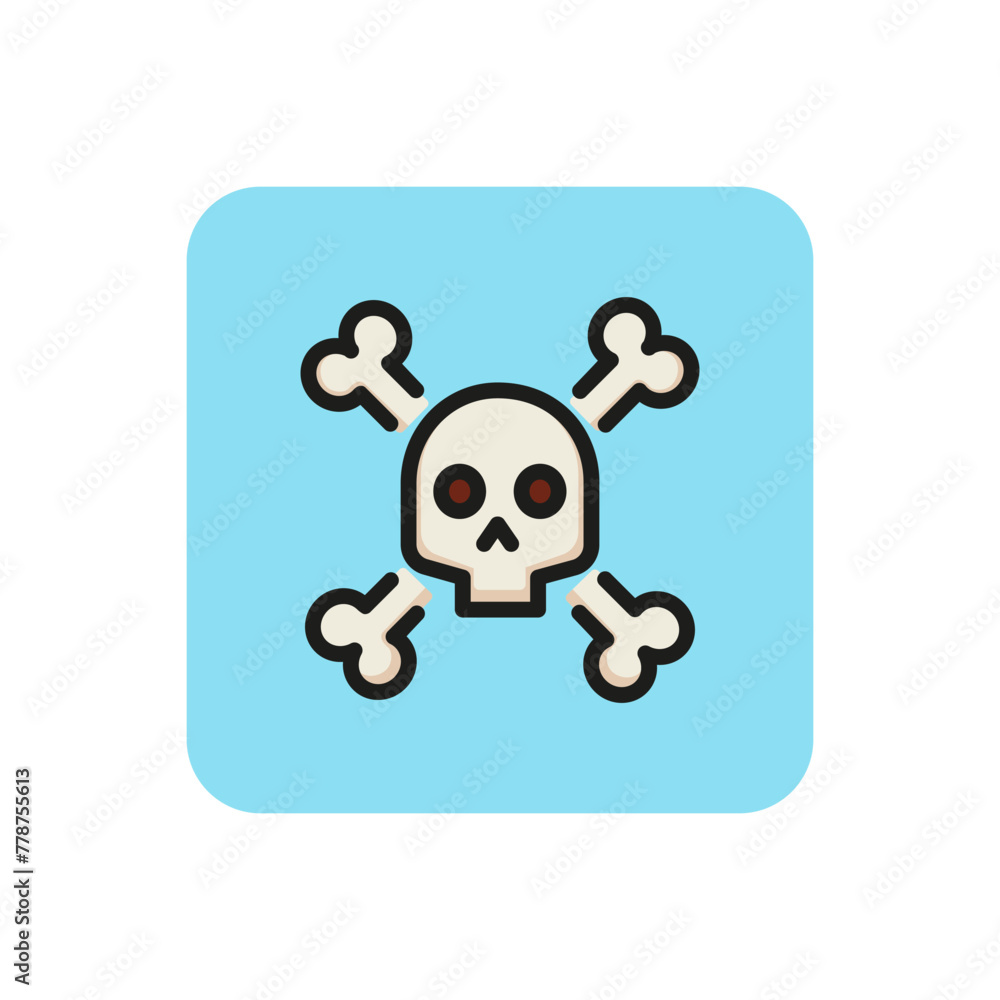 Line icon of human skull and crossbones as danger sign. Death, pirate, virus. Warning sign concept. Can be used for topics like medicine, computers, science Line icon of human skull and crossbones as danger sign. Death, pirate, virus. Warning sign concept. Can be used for topics like medicine, computers, science