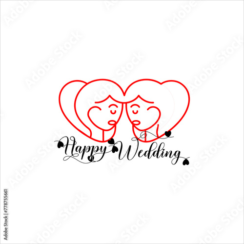 Shubh vivah and happy Wedding Decorative CalligraphyLettering design for Wedding Anniversary greetings Vector Illustration photo