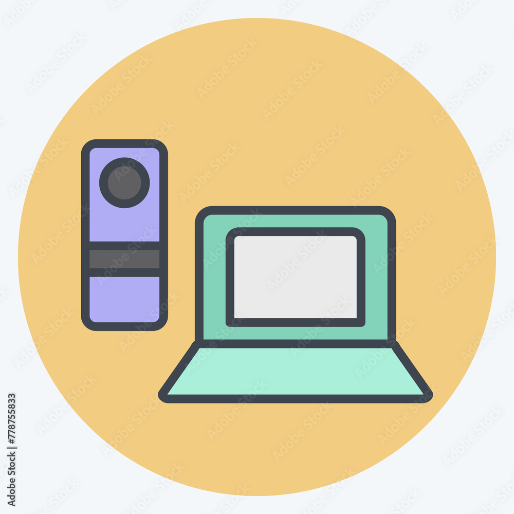 Icon Remote Working. related to Remote Working symbol. color mate style. simple design illustration Icon Remote Working. related to Remote Working symbol. color mate style. simple design illustration