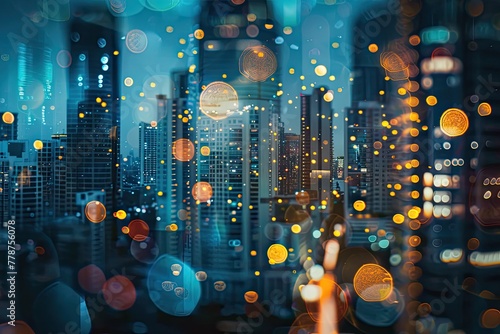 Bokeh lights of a cityscape at night photo