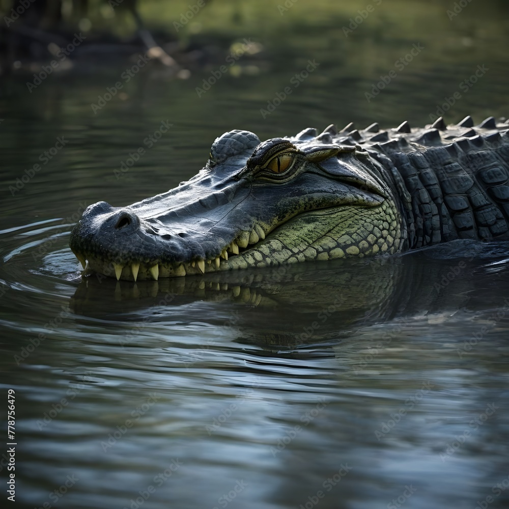 Capture the essence of nature's mystery with this stunning image of a lurking crocodile in a murky swamp, explore wildlife in its raw beauty. Capture the essence of nature's mystery with this stunning image of a lurking crocodile in a murky swamp, explore wildlife in its raw beauty.