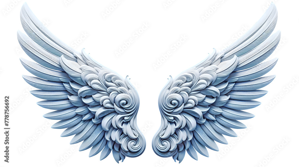 Obraz premium realistic white colour angel wing isolated on transparent background