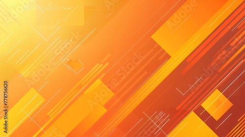 A bright orange background with white lines and squares