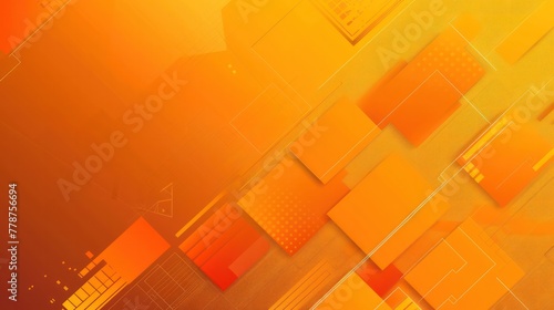 A bright orange background with squares of different sizes