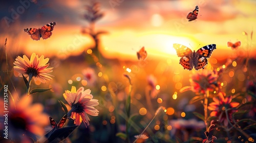Field of wildflowers with butterflies © Vlad Kapusta