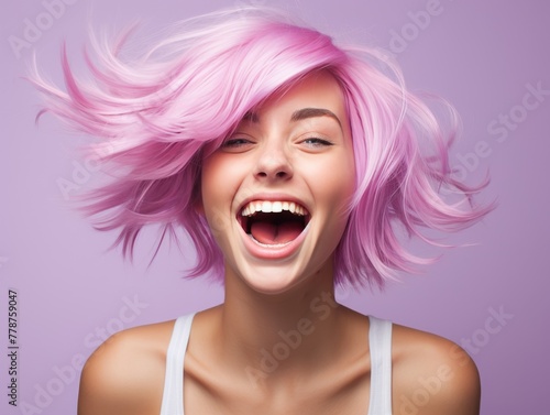 Woman With Pink Hair and White Tank Top