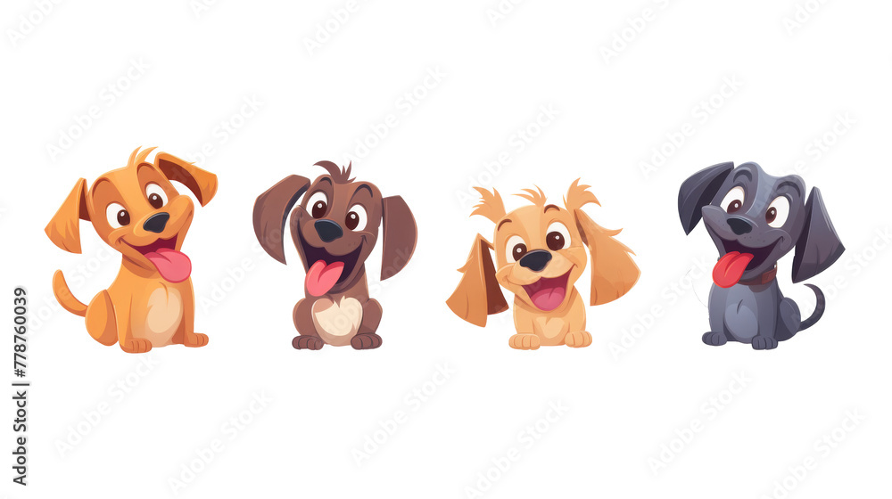 Assorted Cartoon Dogs in Various Poses isolated Assorted Cartoon Dogs in Various Poses isolated