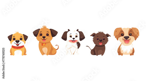 Assorted Cartoon Dogs in Various Poses isolated