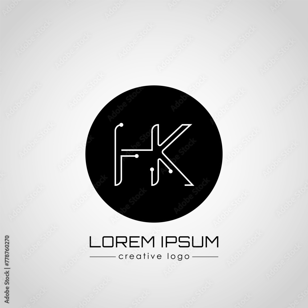 Fototapeta premium Creative logo letter H and K. A design element of a logo, business card, corporate sign or monogram. The idea of a thematic design