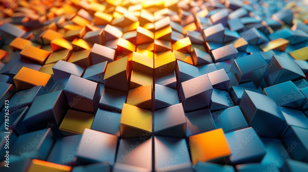 Close-up of multi-colored cubes with sunlight in the background Close-up of multi-colored cubes with sunlight in the background