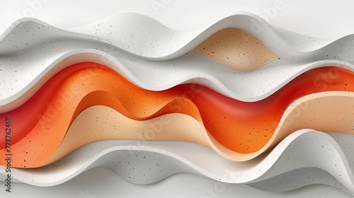   A white and orange abstract background with wavy lines and dots on top of a wavy line © Shanti
