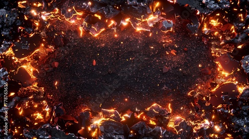   A photo of multiple stones surrounded by a fiery-icy landscape resembling outer space © Shanti