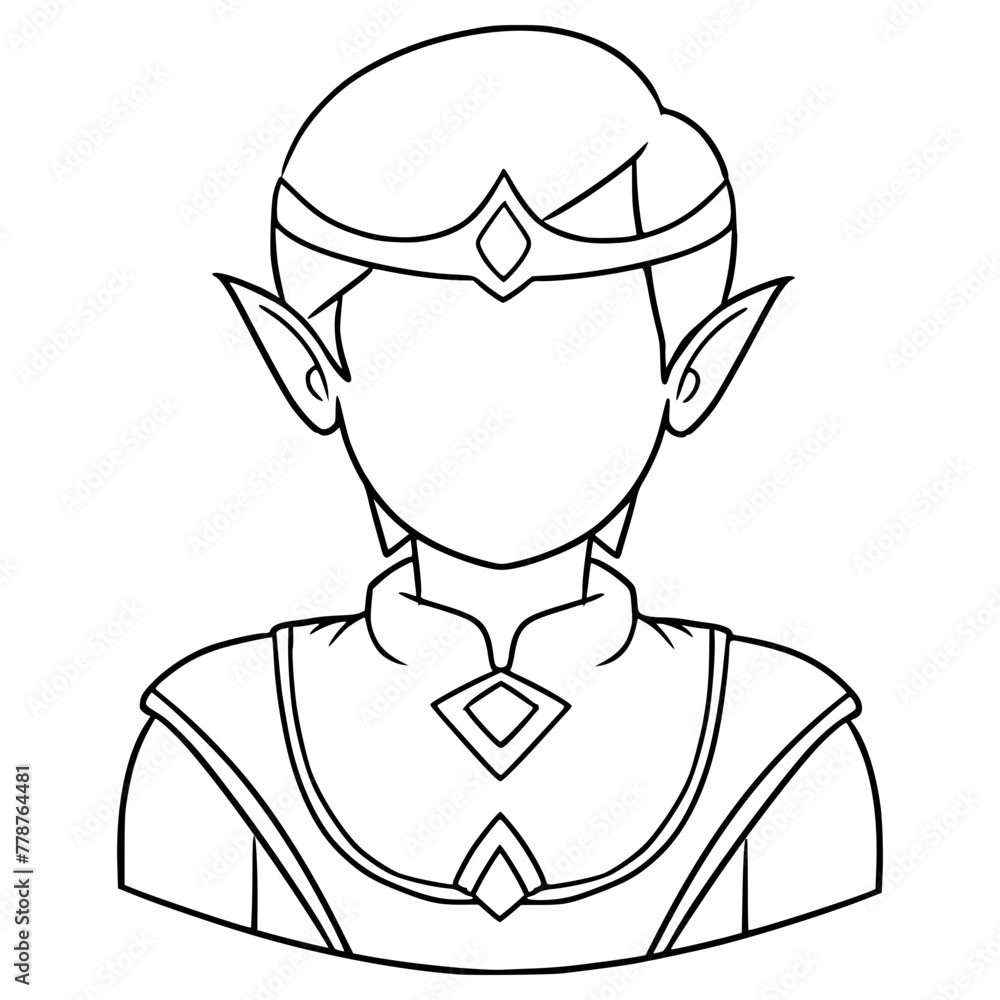 faceless man Elf illustration hand drawn outline vector