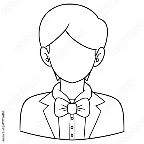 faceless man in tuxedo illustration hand drawn outline vector