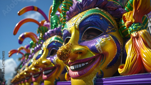 Mardi Gras parade float adorned with vibrant decorations.  generative ai  © Malaika