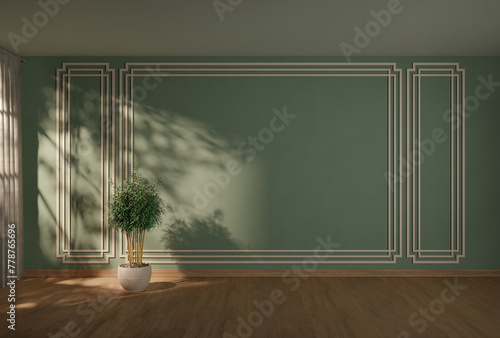 3d illustration of empty wall at beautiful design in open space house © rasica
