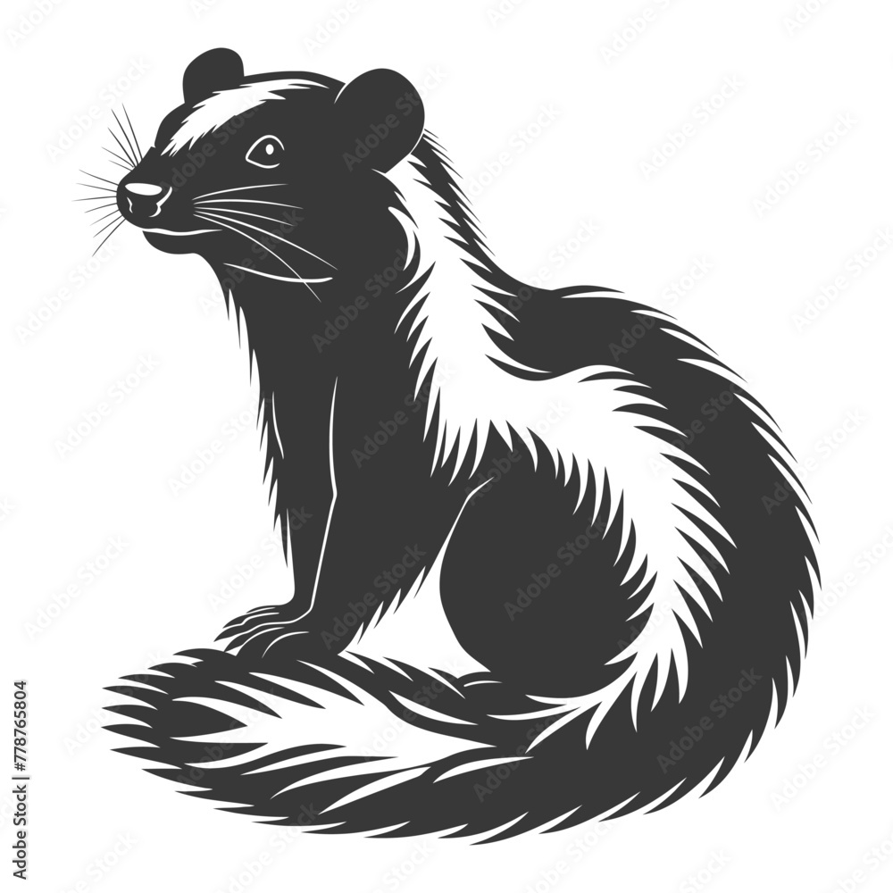 Silhouette skunk animal black color only Silhouette skunk animal black color only