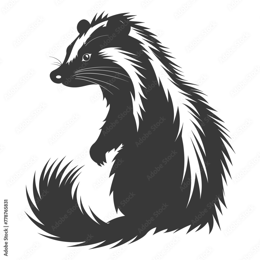 Silhouette skunk animal black color only Silhouette skunk animal black color only