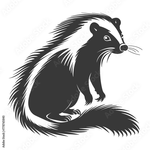 Silhouette skunk animal black color only