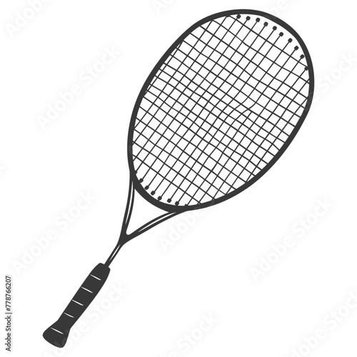 silhouette tennis outdoor racket black color only