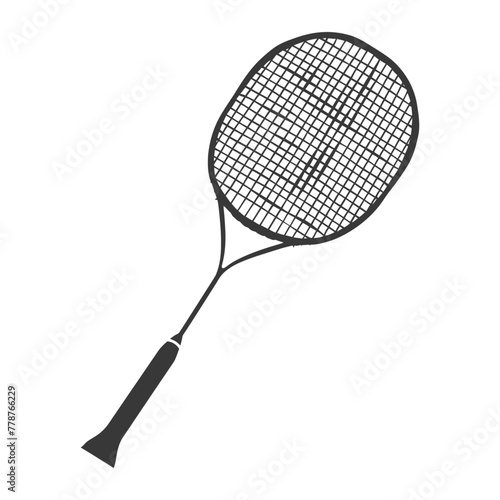 silhouette tennis outdoor racket black color only