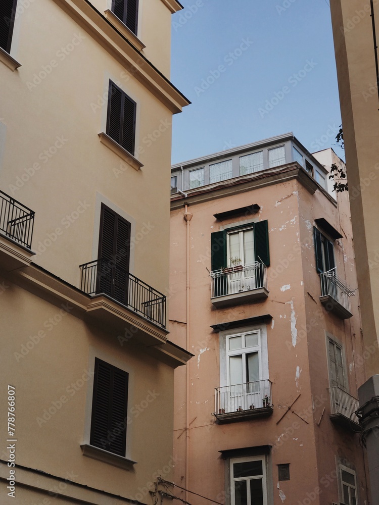 Buildings in old European town of Naples, Italy