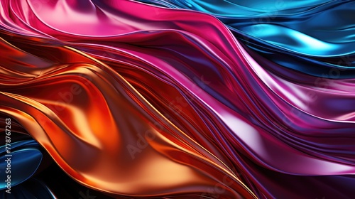 Vibrant Satin Fabric Waves in Glossy Colorful Abstract