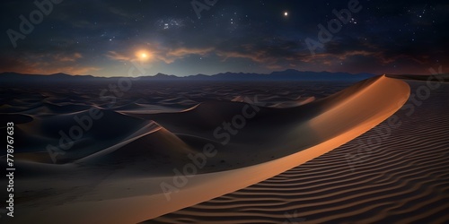 Starry Night Sky Over Desert Dunes at Twilight