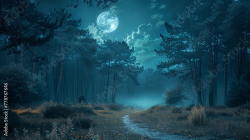 The moon and the quiet forest