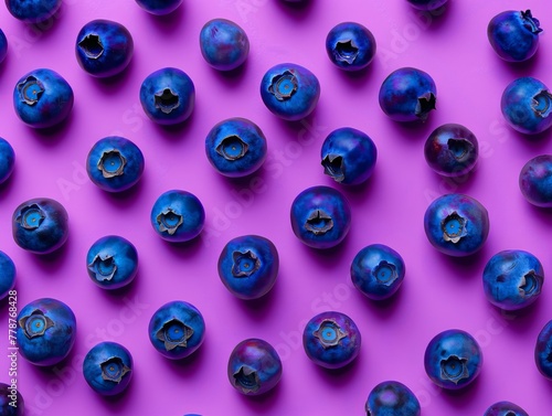 Berry Patterns  Blueberries Isolated on a Minimal Purple Background