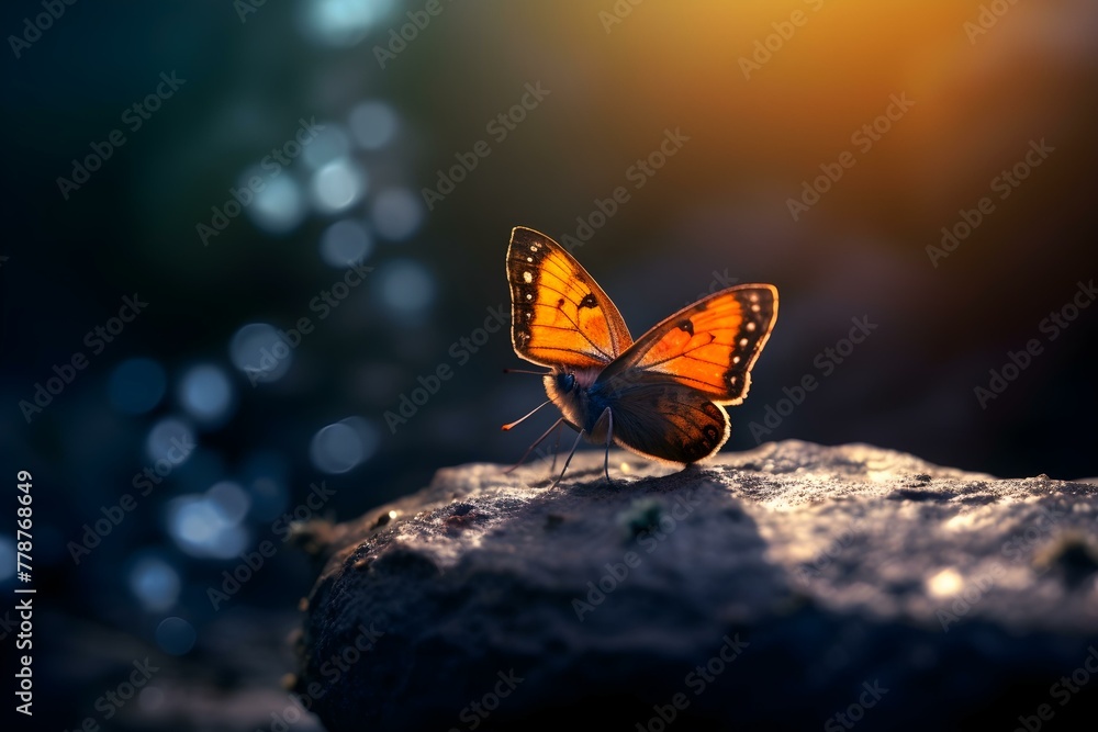 Fototapeta premium Butterfly Basking in Sunlit Enchantment