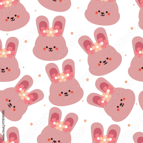 seamless pattern cartoon bunny. cute animal wallpaper for textile, gift wrap paper