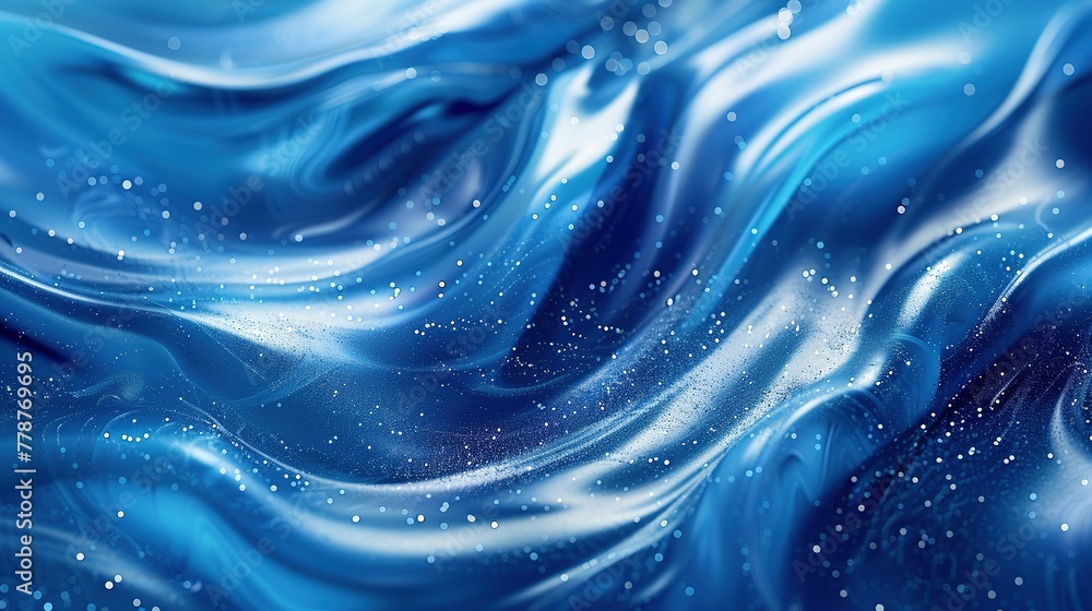looped festive liquid BG in 4k. Abstract wavy pattern on bright glossy surface, liquid gradient blue color, waves on paint fluid in smooth animation. Glitters on viscous 3d liquid. Creative backdro looped festive liquid BG in 4k. Abstract wavy pattern on bright glossy surface, liquid gradient blue color, waves on paint fluid in smooth animation. Glitters on viscous 3d liquid. Creative backdro
